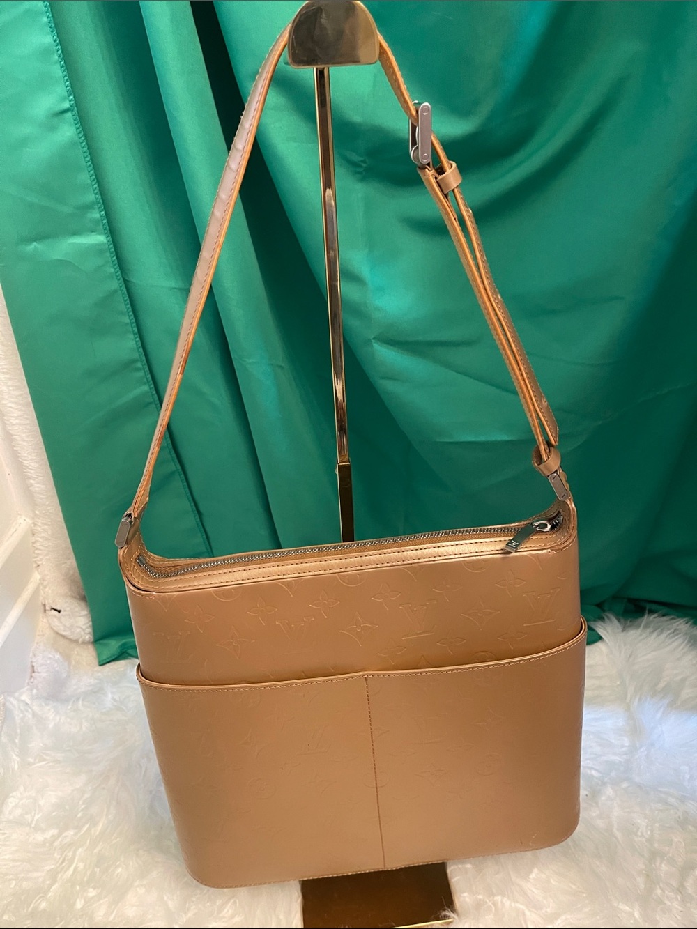 Louis Vuitton Monogram Mat Sutter Shoulder Bag - Ambre Metallic Leather- SHW